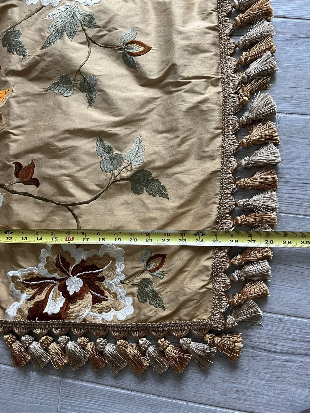 Large handcrafted  square floral embroidered oversize pillow sham   Thick tassel